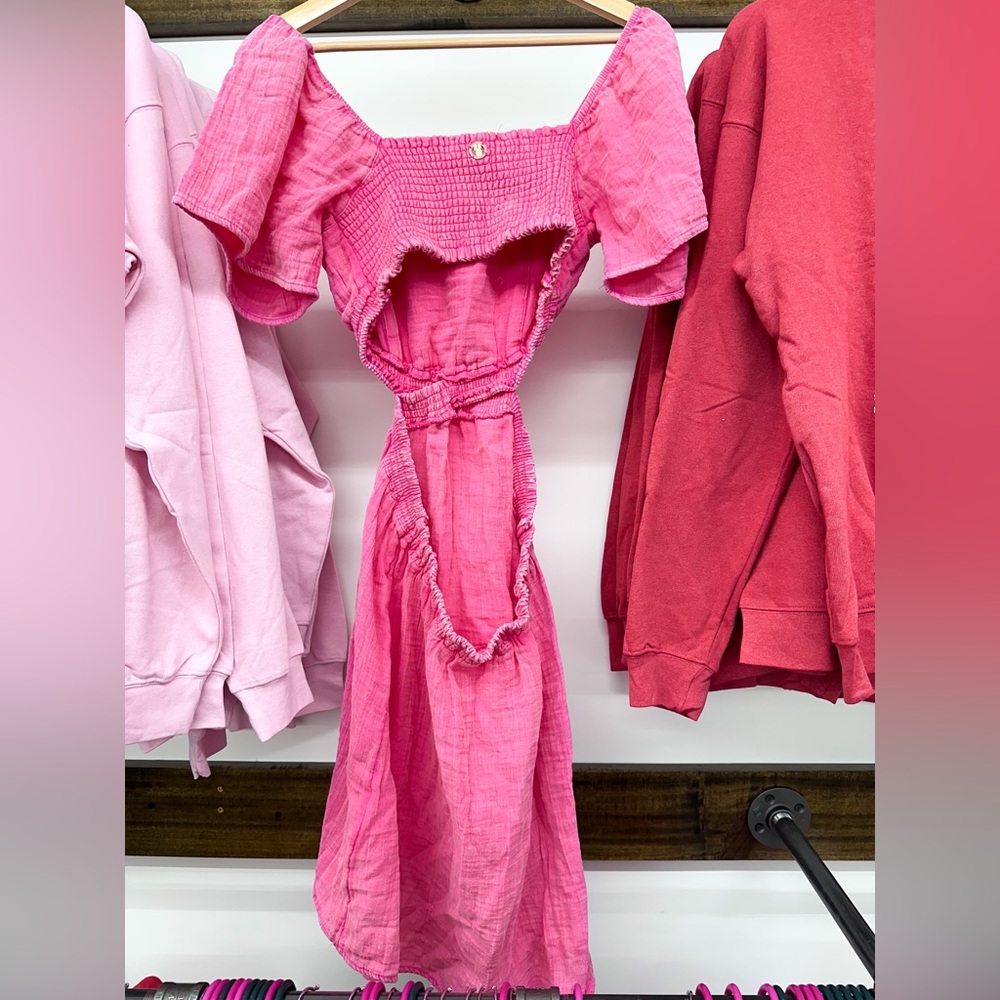 Simply Southern Hot Pink Cutout Dress - NWT - Picture 2 of 3